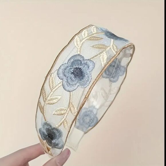 Set of 3 Embroidered Lace Floral Hairbands Headbands - Picture 2 of 4